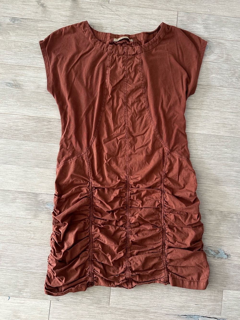 Wearables XVCI Brown Short-Sleeve Ruched Mini Dress Size Large
